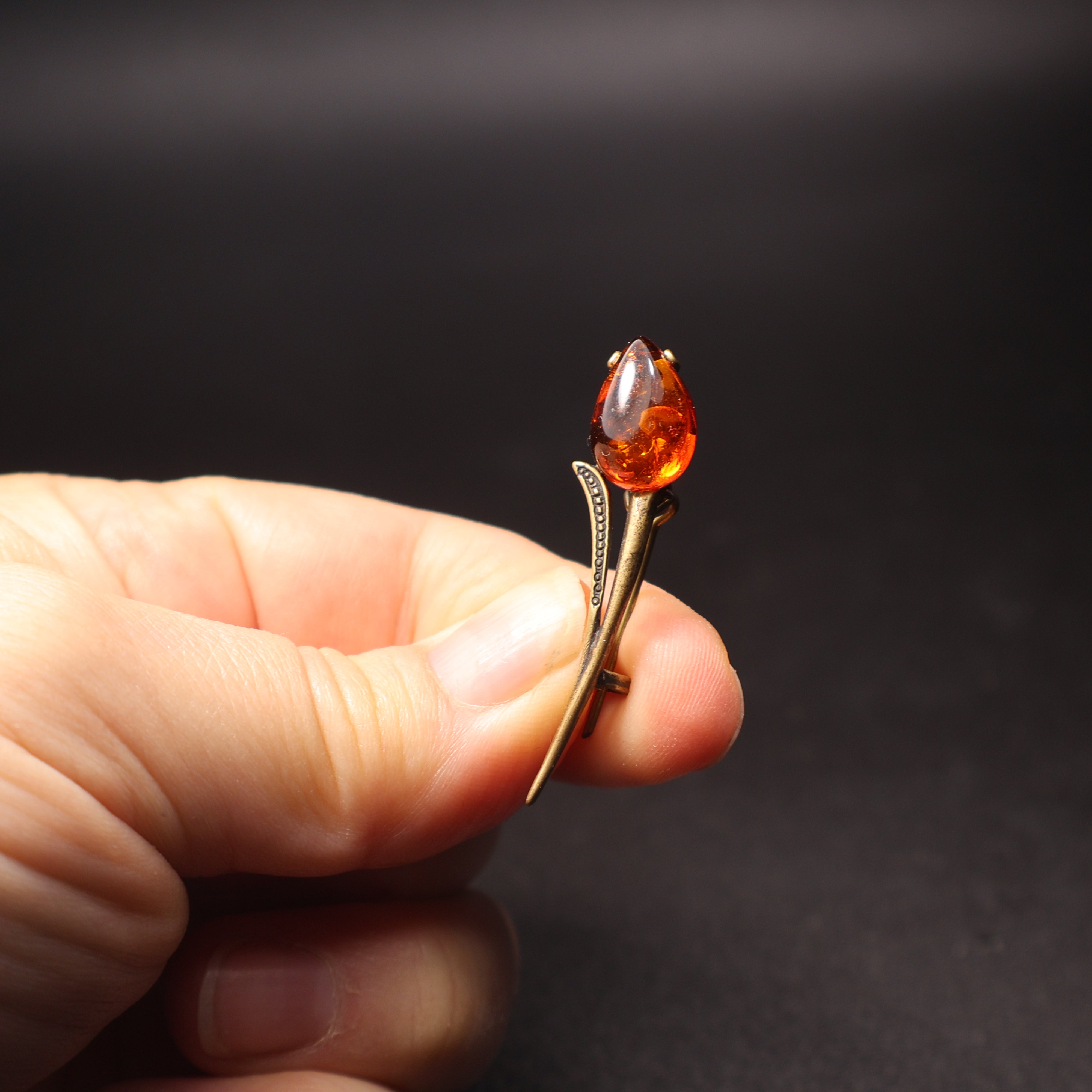 Made in USA amber tulip brooch KIZIMA spring gift