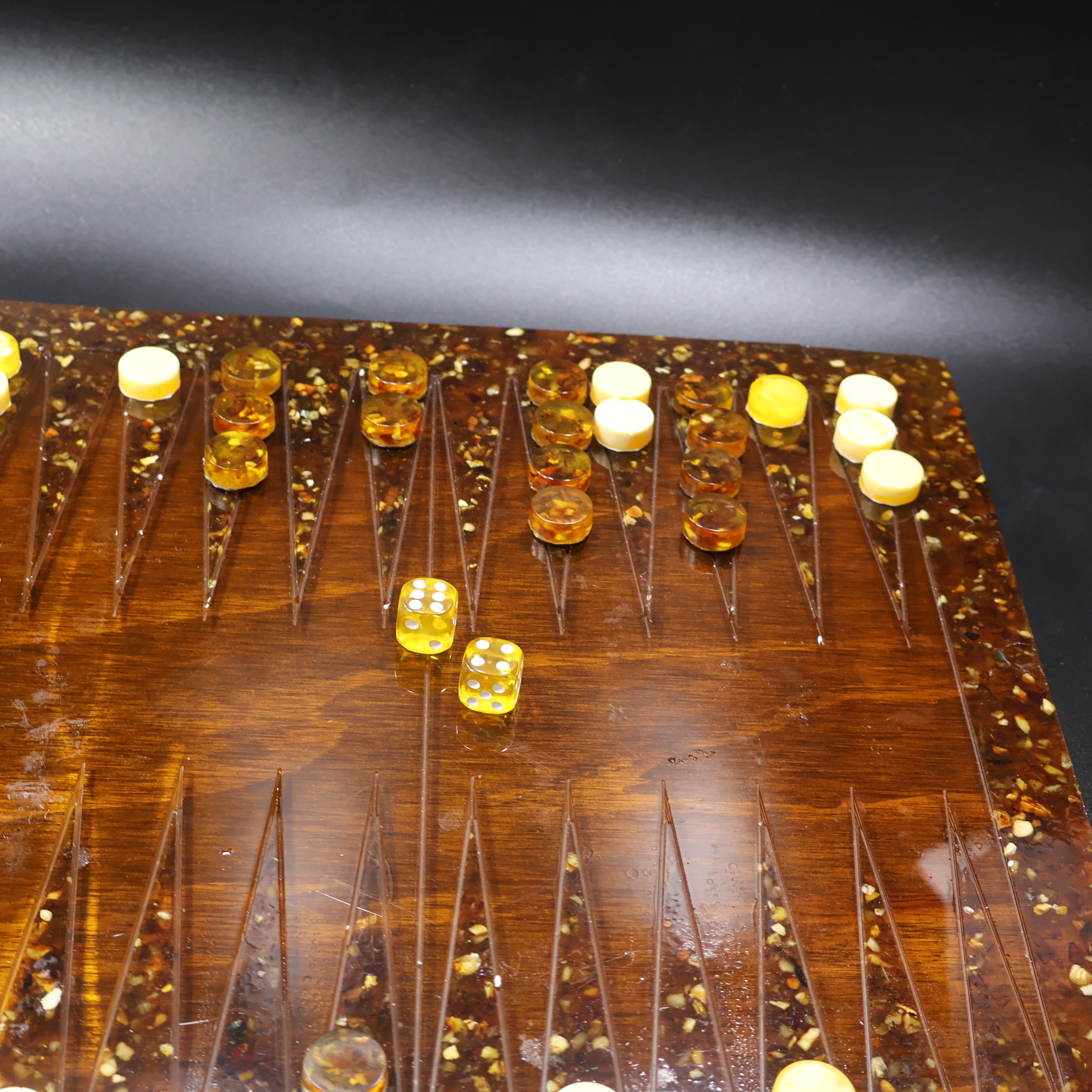 KIZIMA amber backgammon board corner detail