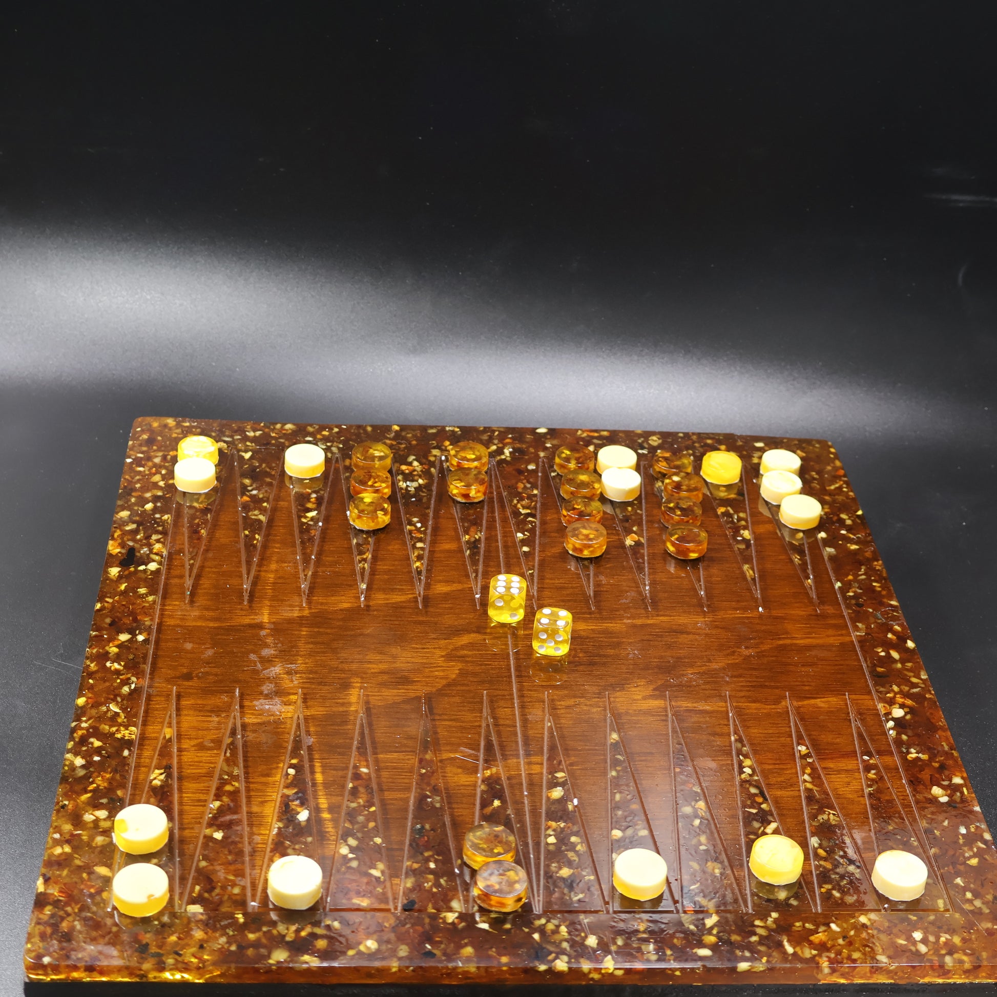Made in USA amber backgammon board bamboo wood playing surface