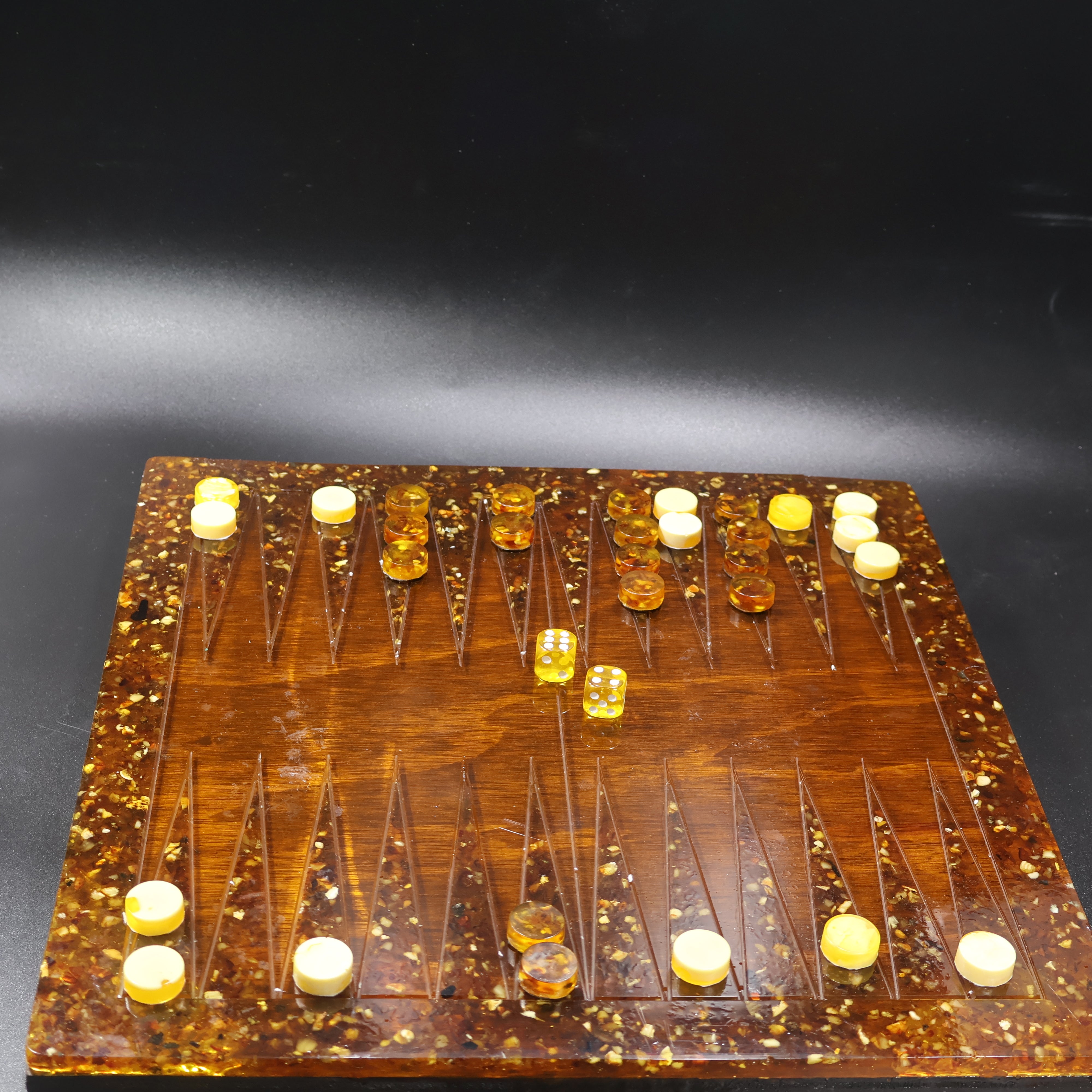 Made in USA amber backgammon board bamboo wood playing surface