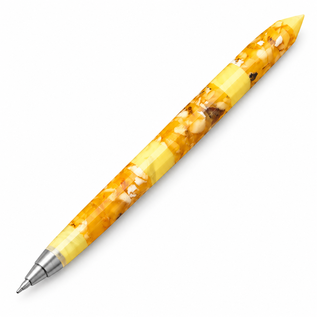 Made in USA Natural Baltic Amber classic pen by KIZIMA® — handmade executive gift for a boss, white background