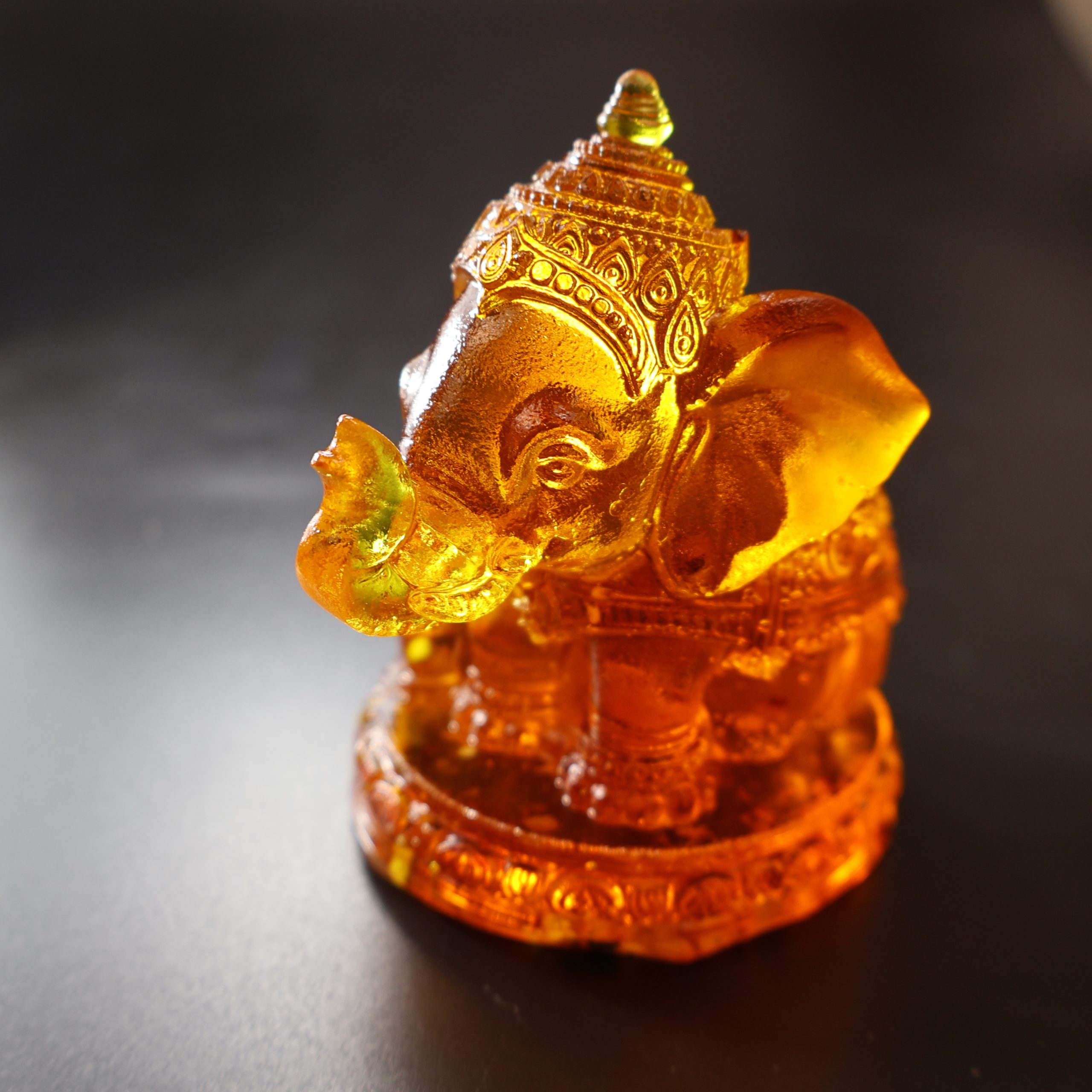 Made in USA Natural Baltic Amber Ganesha statue by KIZIMA