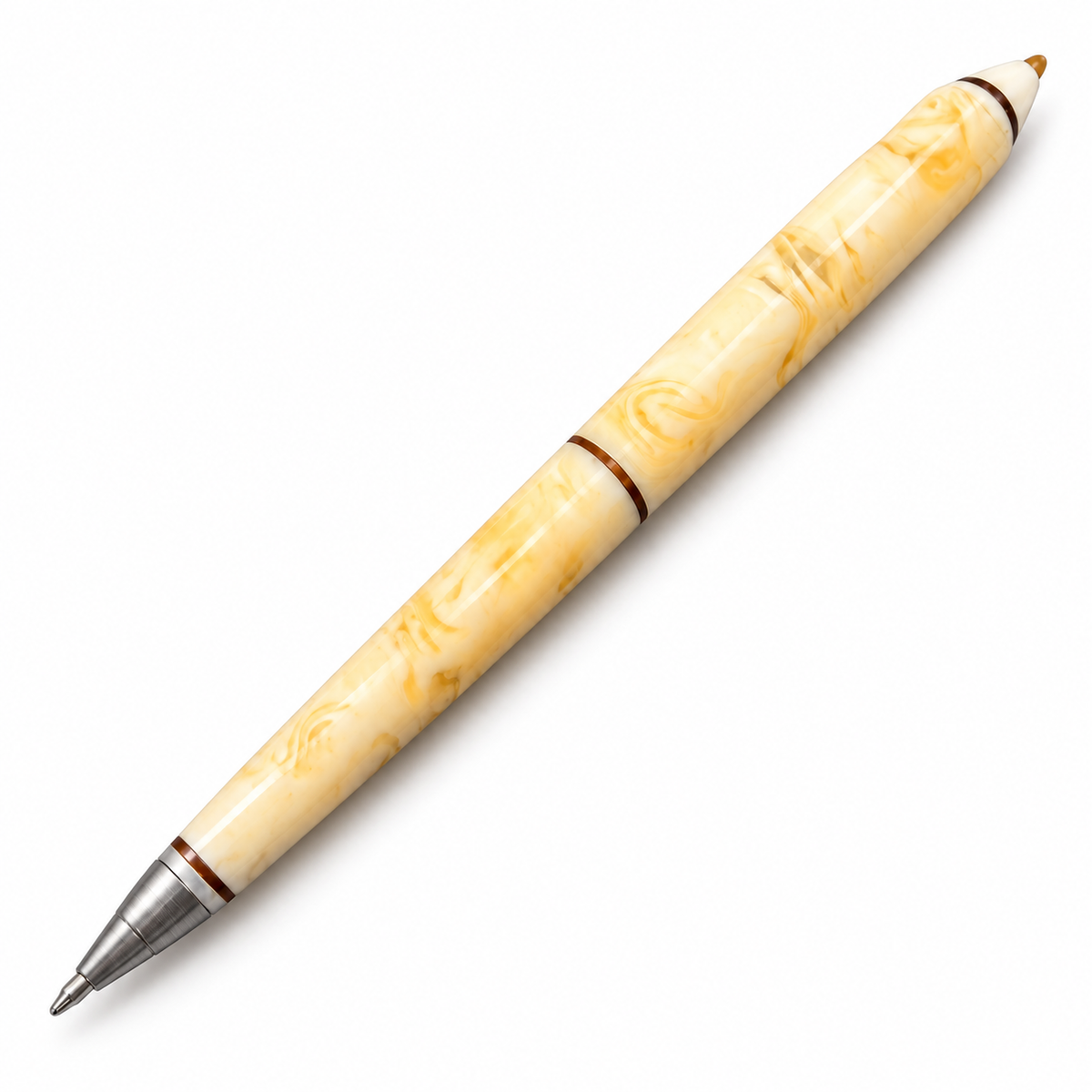 Made in USA Natural Baltic Amber handmade pen in white amber by KIZIMA® — executive gift for men, white background
