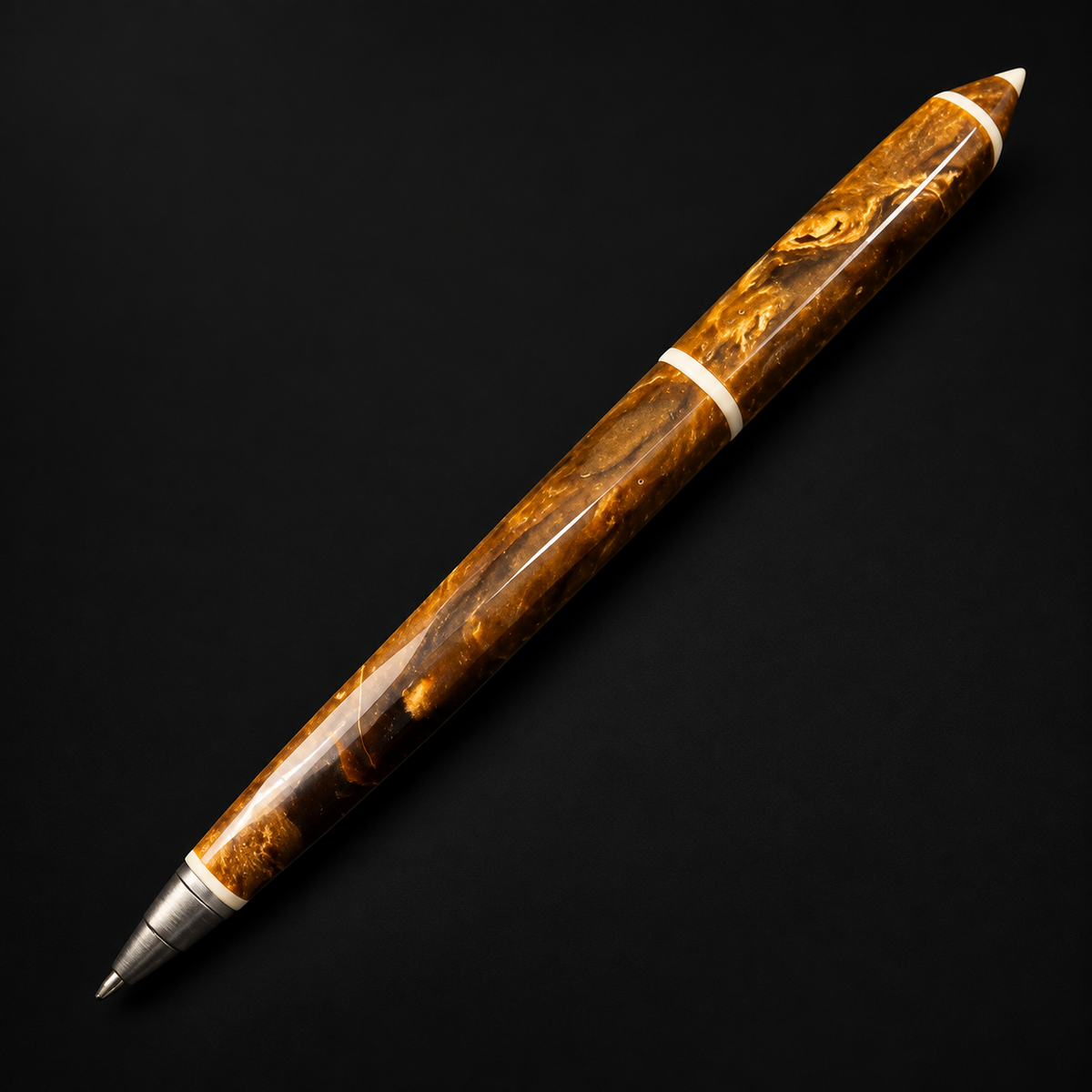 Made in USA Natural Baltic Amber luxury pen in cognac amber by KIZIMA® — executive gift for men