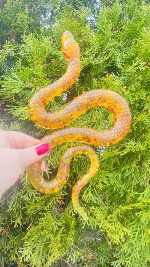 Baltic amber magical snake figurine, witchy Halloween decor, handmade by KIZIMA New York