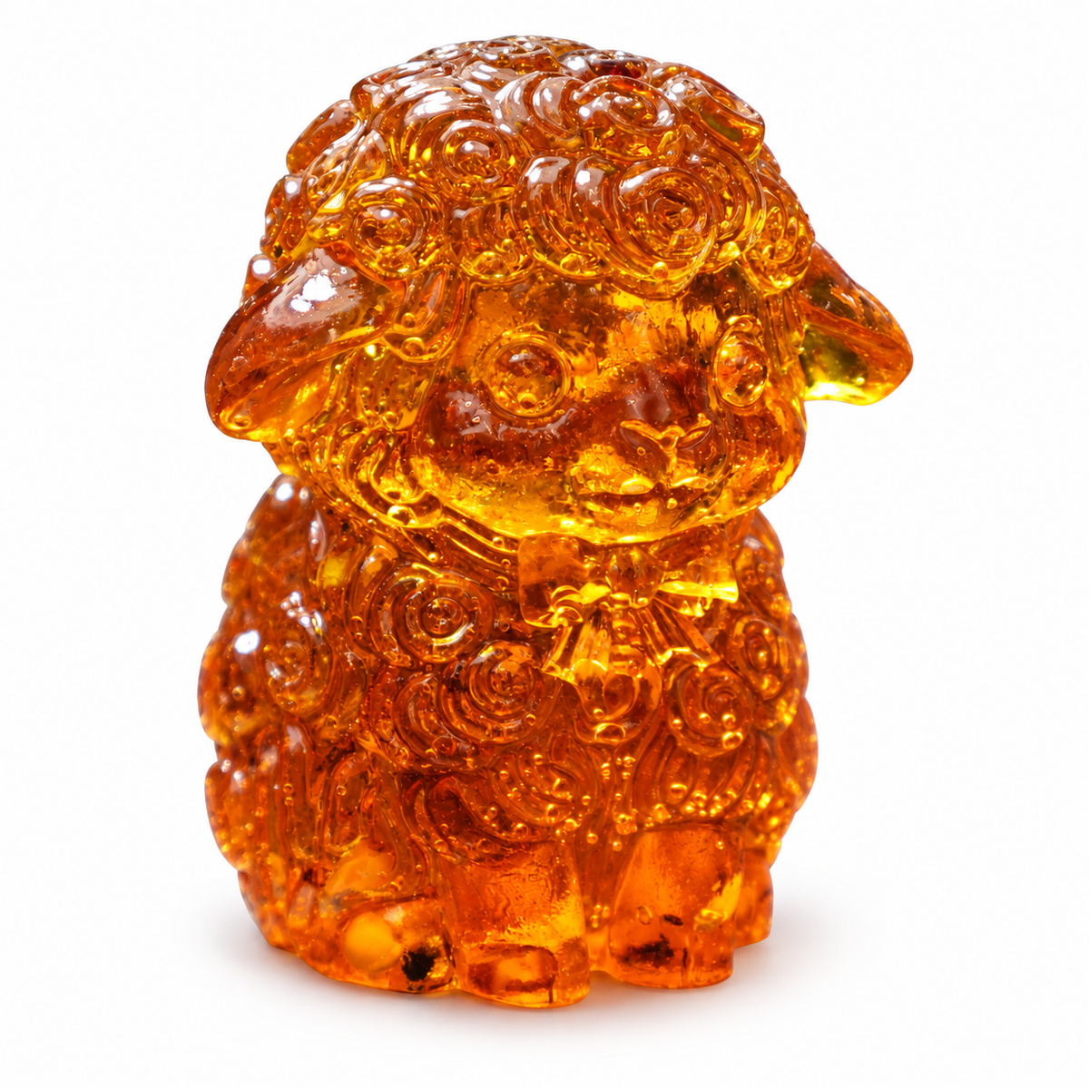 Genuine Baltic amber sheep figurine on a white background, Lunar New Year 2027 gift handcrafted by KIZIMA®