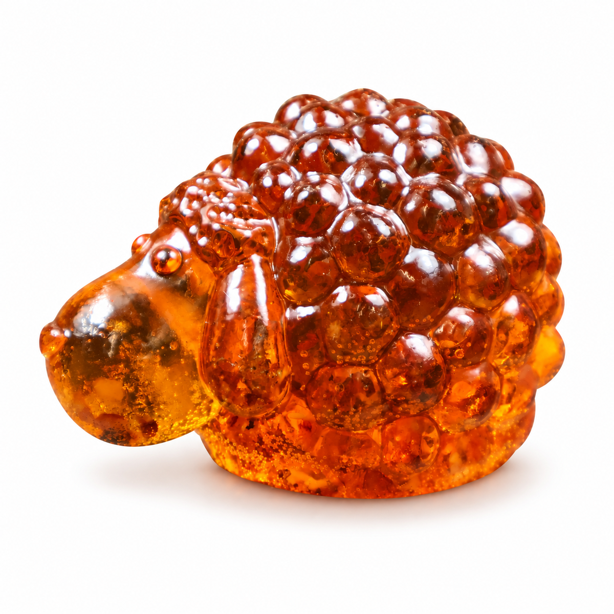 Genuine Baltic amber sheep figurine on a white background, Lunar New Year 2027 gift handcrafted by KIZIMA®