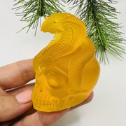 Baltic amber snake and skull figurine, handmade by KIZIMA New York