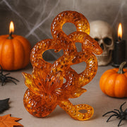 Baltic amber snake with lily figurine, handmade by KIZIMA New York