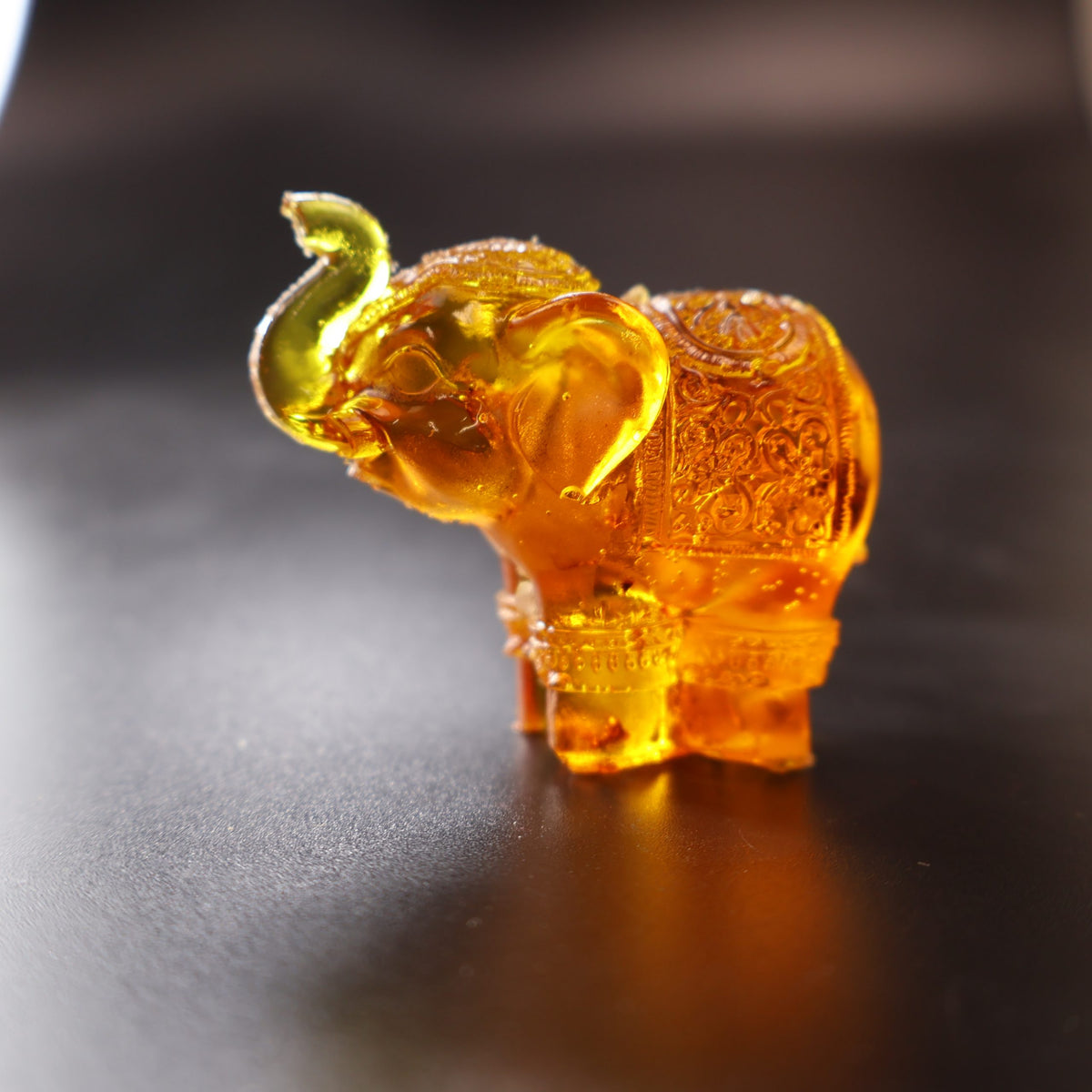 Made in USA Natural Baltic Amber standing elephant figurine by KIZIMA