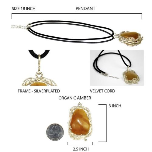 USA Handmade Vintage Pendant Natural Baltic Amber KIZIMA