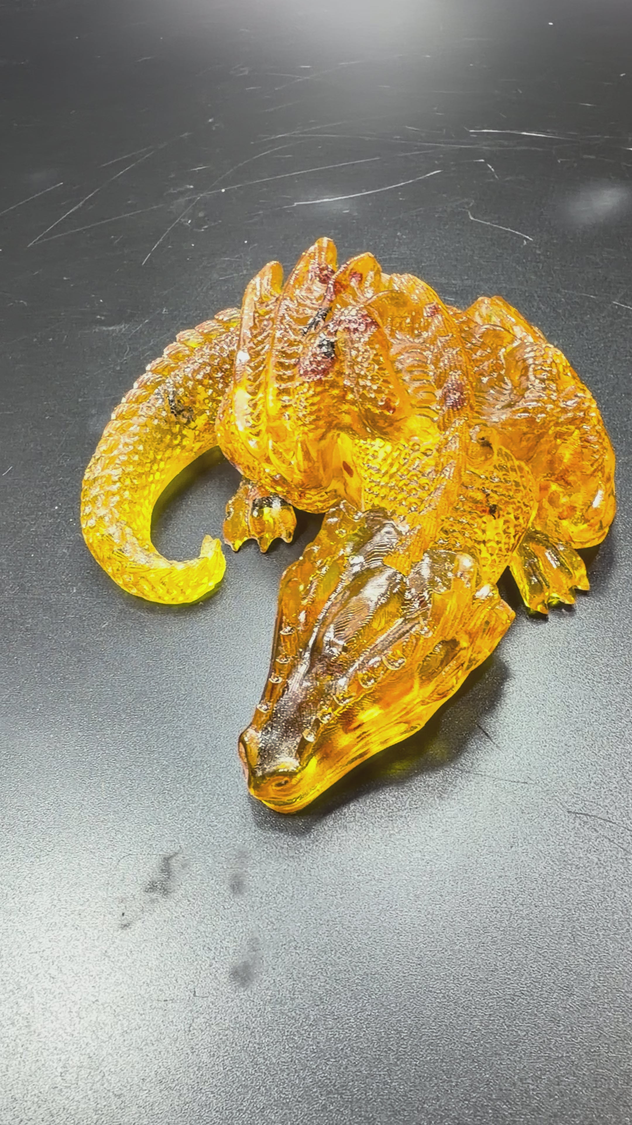 Load video: KIZIMA® Made in USA Baltic Amber Dragon Figurine | Handmade Sculpture | Luxury Gift