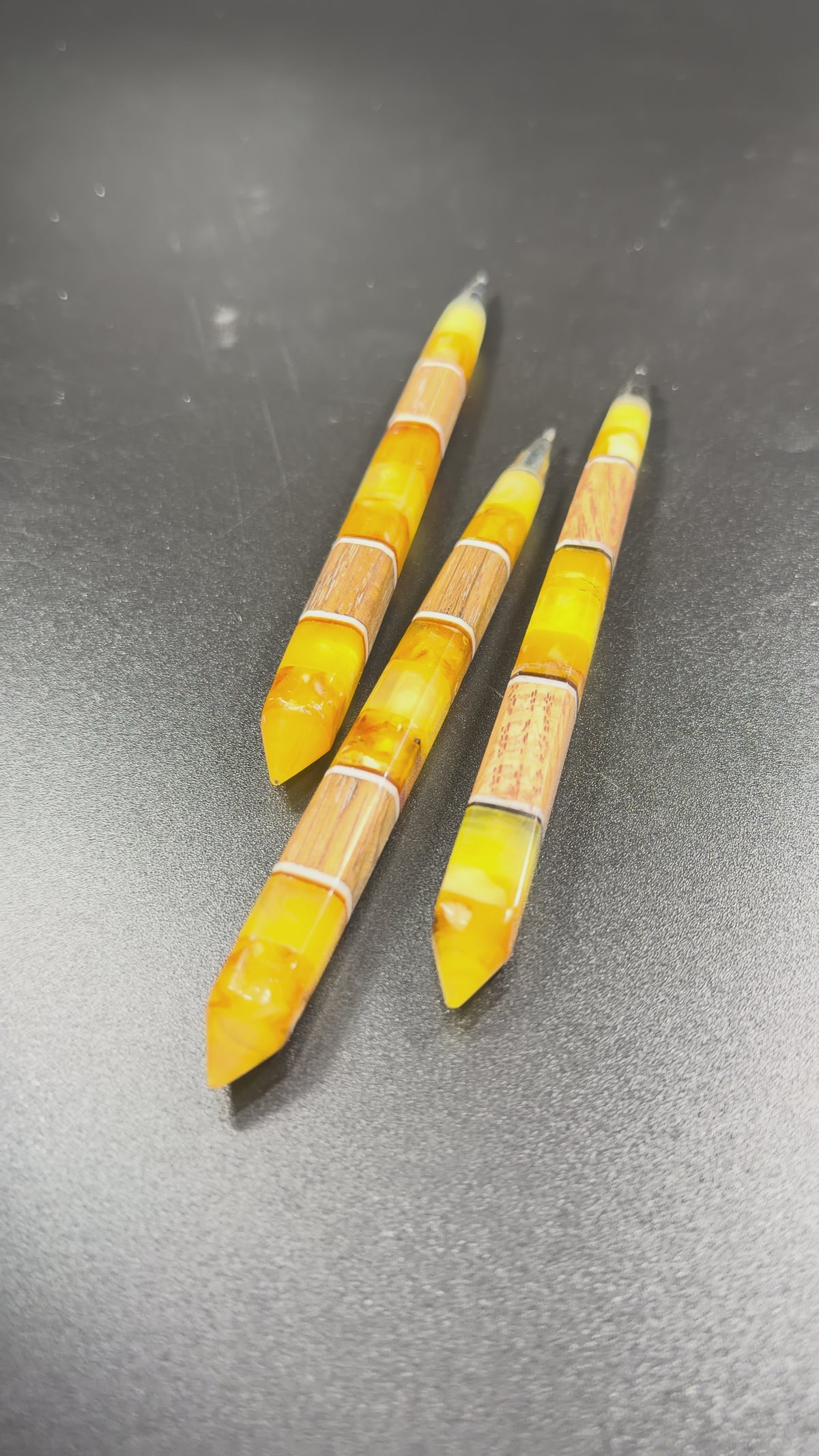 Load video: Video of the Made in USA Natural Baltic Amber and bog oak pen by KIZIMA® — luxury gift for men