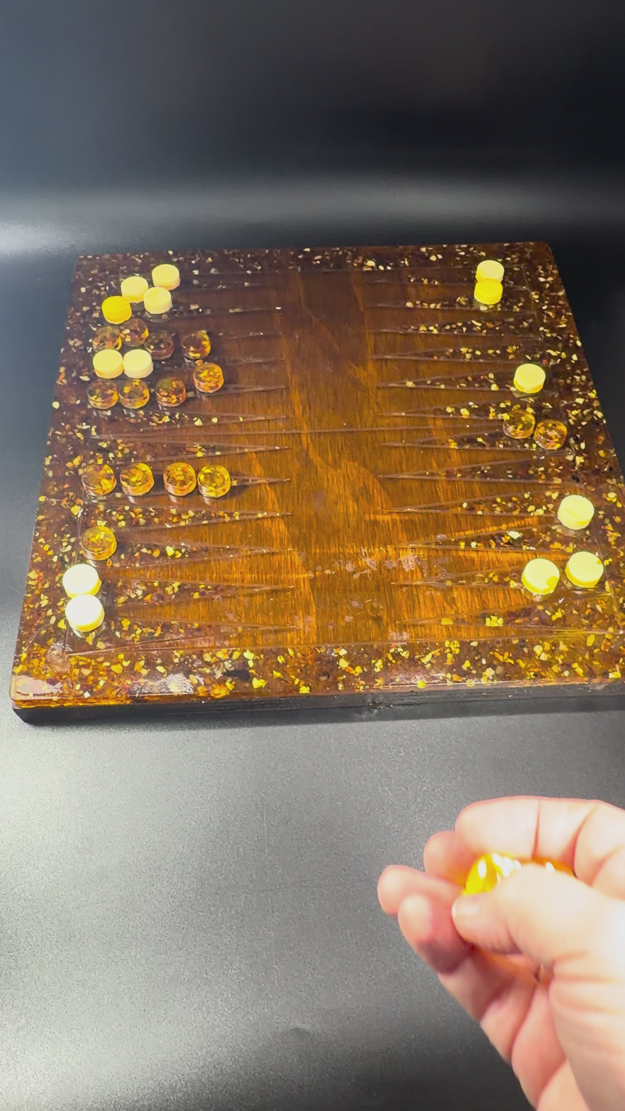 Load video: Made in USA natural Baltic amber backgammon board with bamboo wood, video by KIZIMA