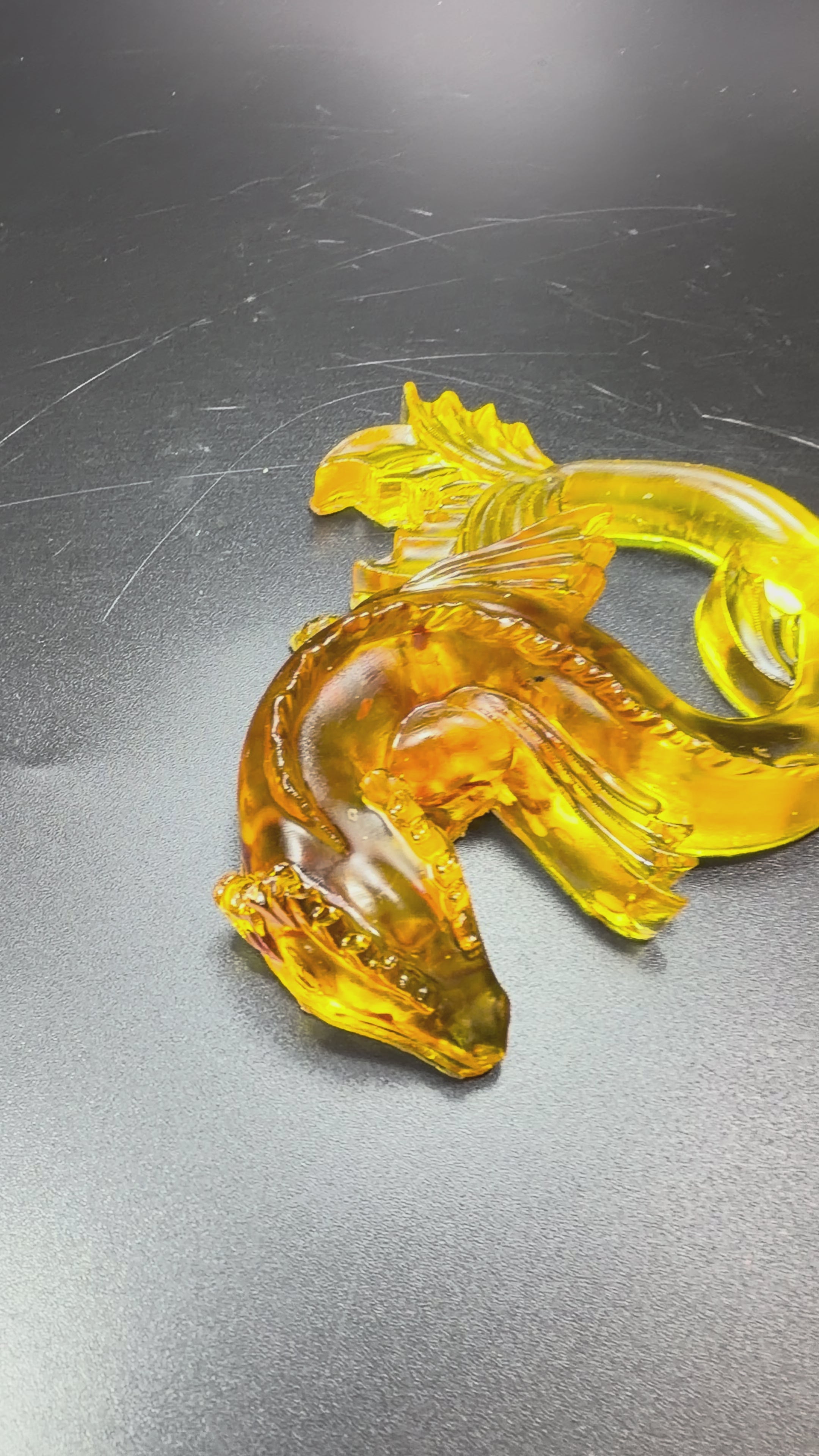 Load video: KIZIMA® Made in USA Baltic Amber Dragon Figurine | Serpent Tail | Handmade Luxury Gift