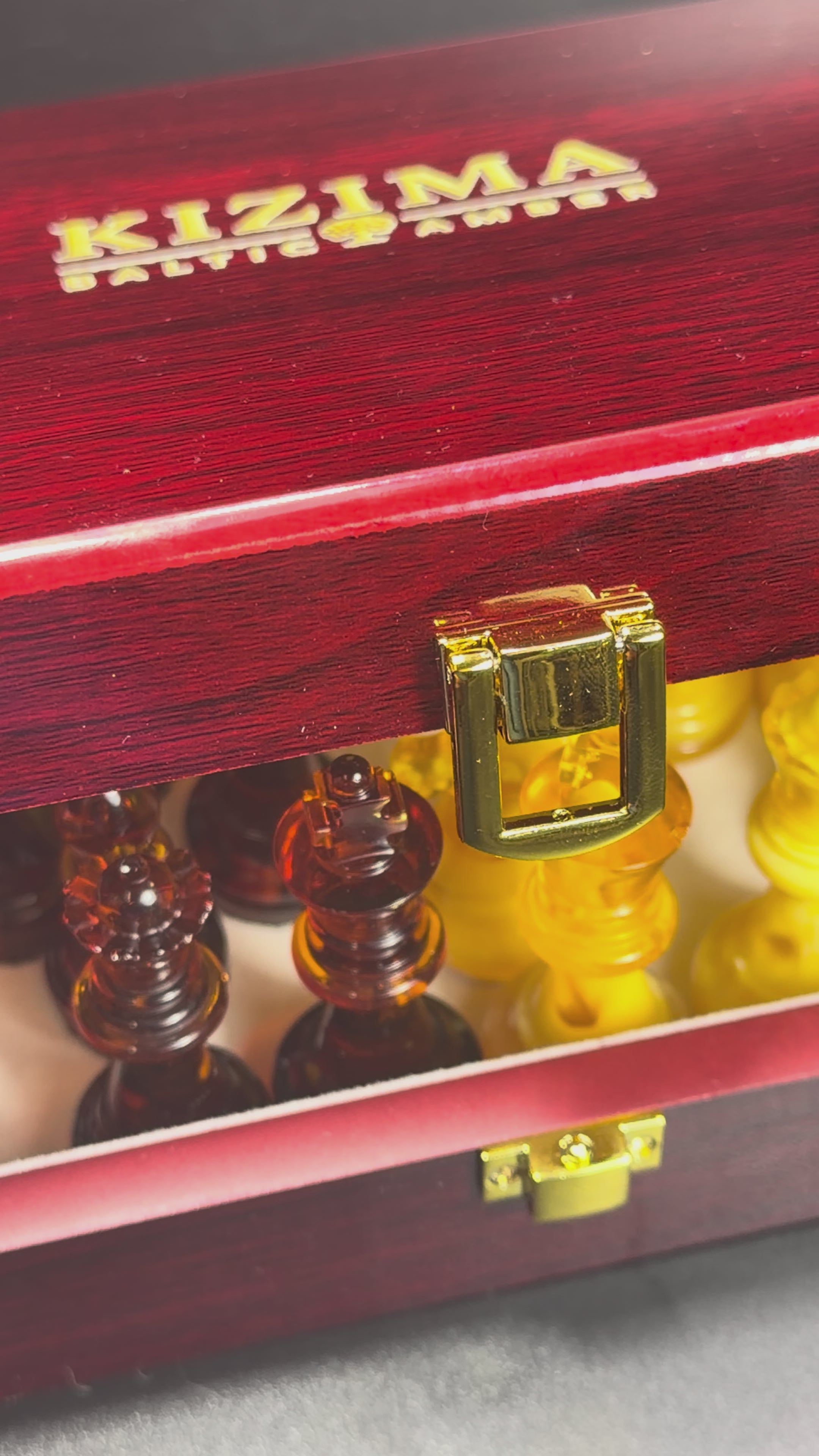 Load video: Baltic Amber Chess Pieces, Executive Gift — Made in USA | KIZIMA®